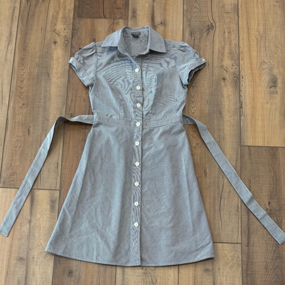 Ann Taylor Gray Mini Dress with Button Detail